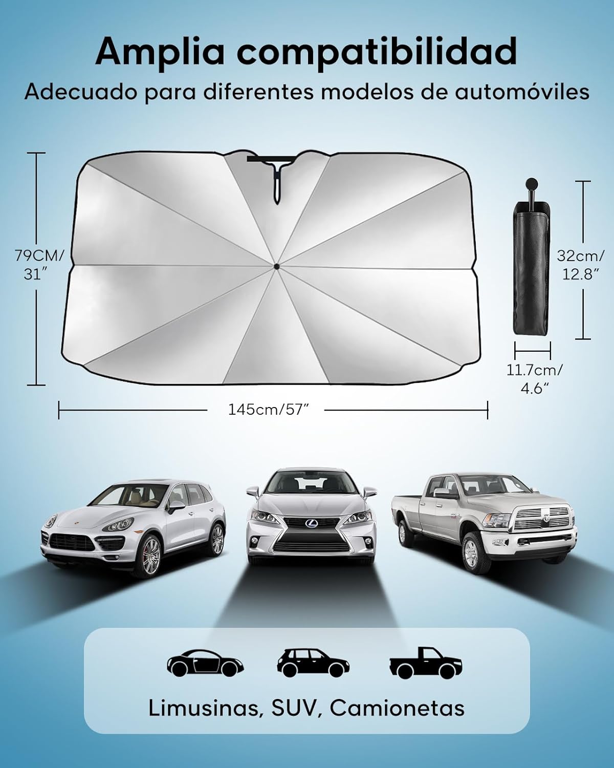 Parasol Plegable + 2 Cubreventanas - Accesorios